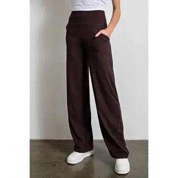 Coffee Brown Straight Leg Yoga Pants