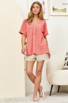 Coral Short Sleeve Top - Curvy