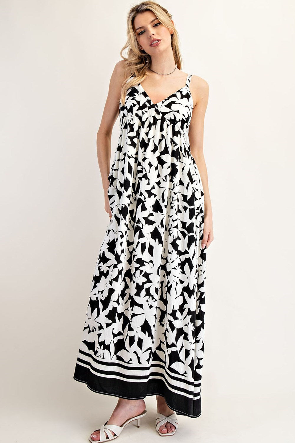 Black Floral Sleeveless Maxi Dress