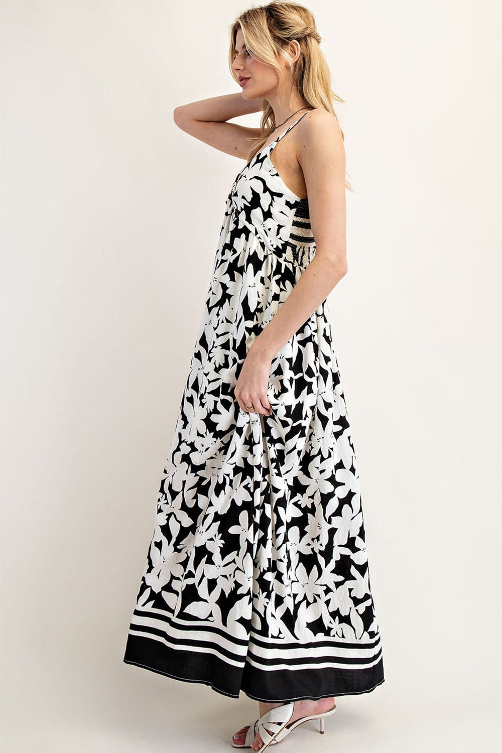 Black Floral Sleeveless Maxi Dress