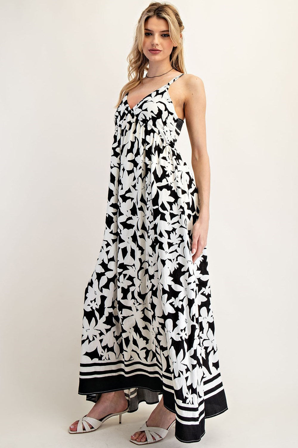 Black Floral Sleeveless Maxi Dress