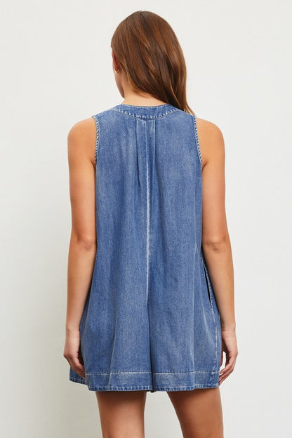 Demin Pleated Romper