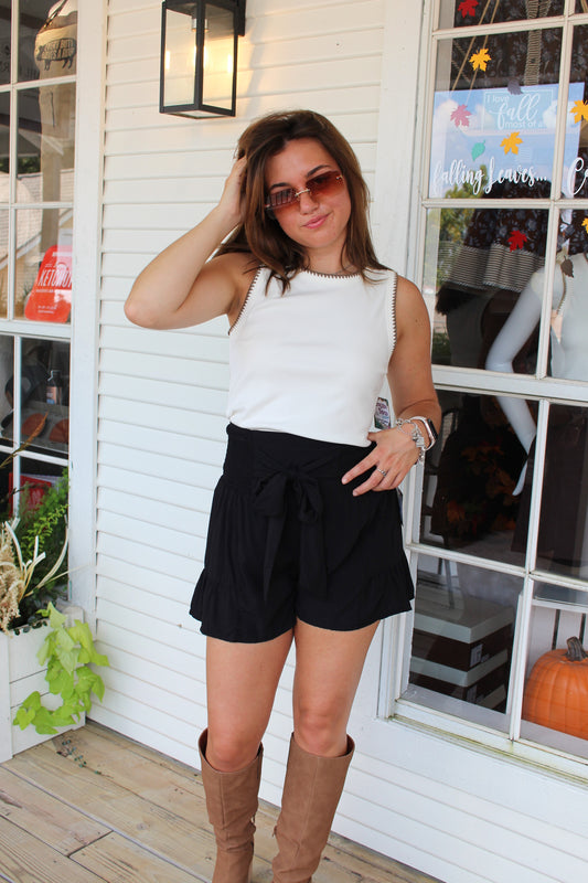 Black Ruffle Shorts