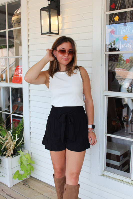 Black Ruffle Shorts