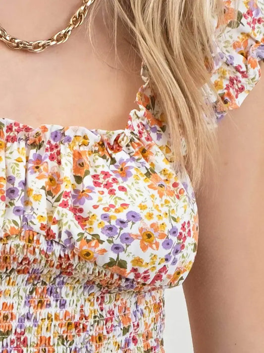 Floral Ruched Crop Top