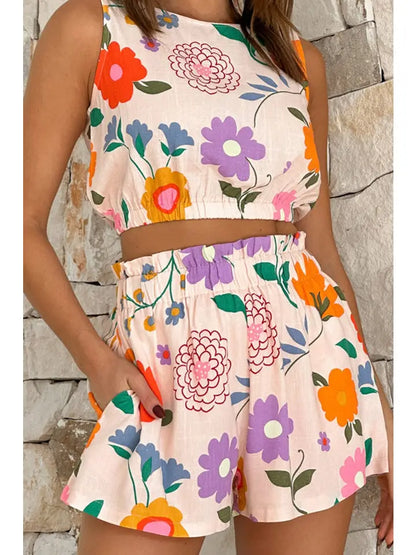 Floral Cropped Short Set