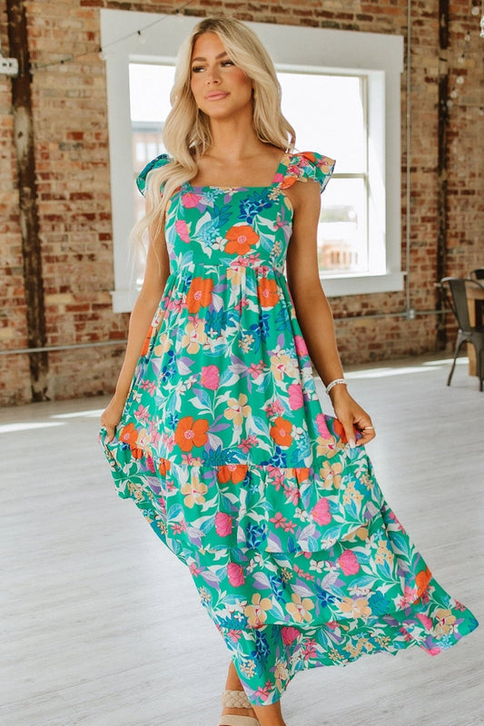 Green Floral Maxi Dress