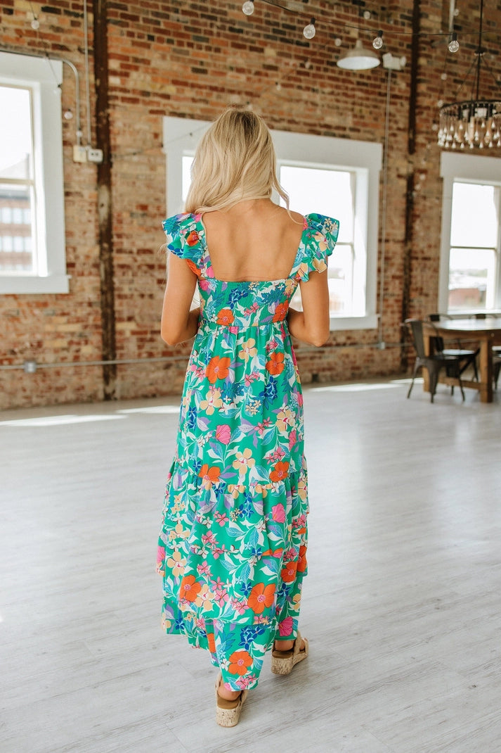 Green Floral Maxi Dress