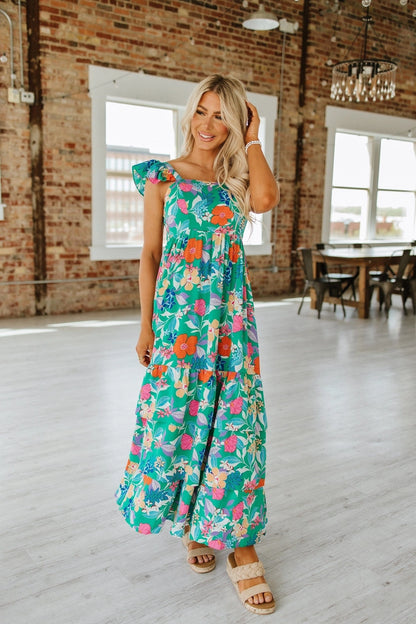 Green Floral Maxi Dress