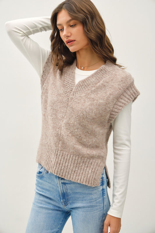 Heather Mocha V-Neck Sweater Vest