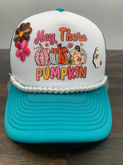 Totaleigh Twisted Trucker Hats - Hey There Pumpkin