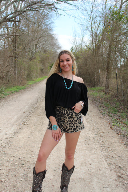 Leopard Denim Shorts