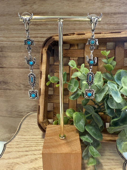 Turquoise Western Drop Earrings