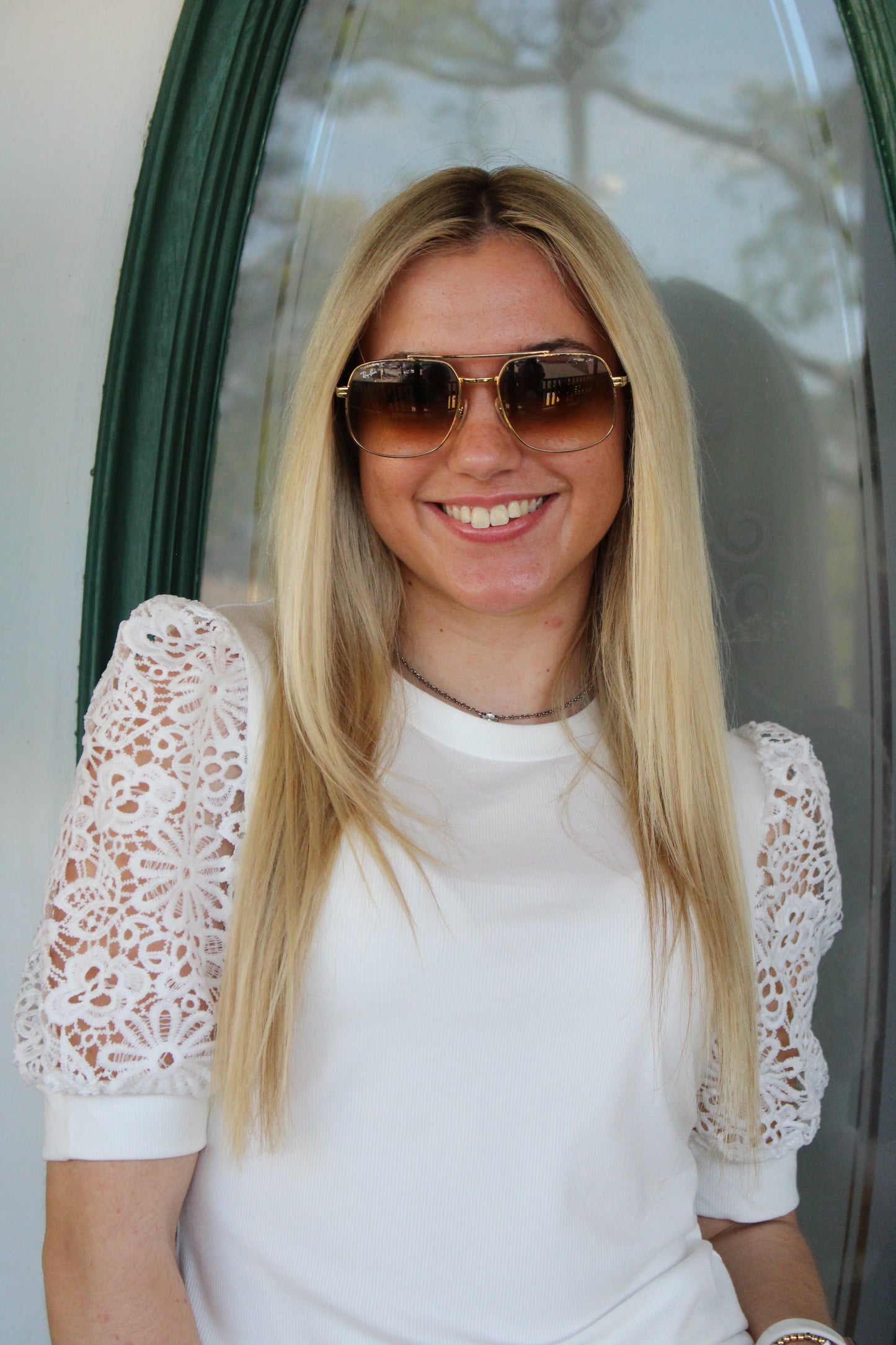 White Lace Floral Sleeve Top