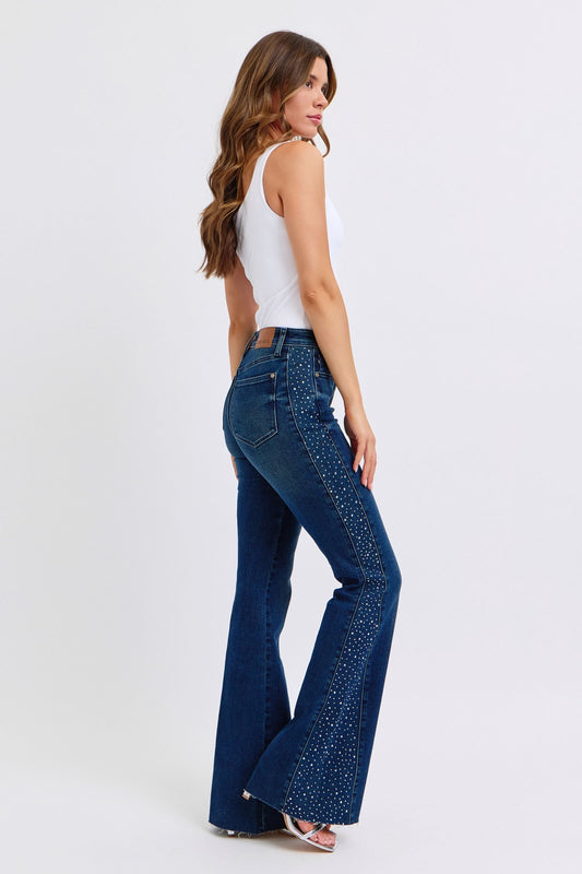 Judy Blue Dark Wash Flare Blingy Jeans