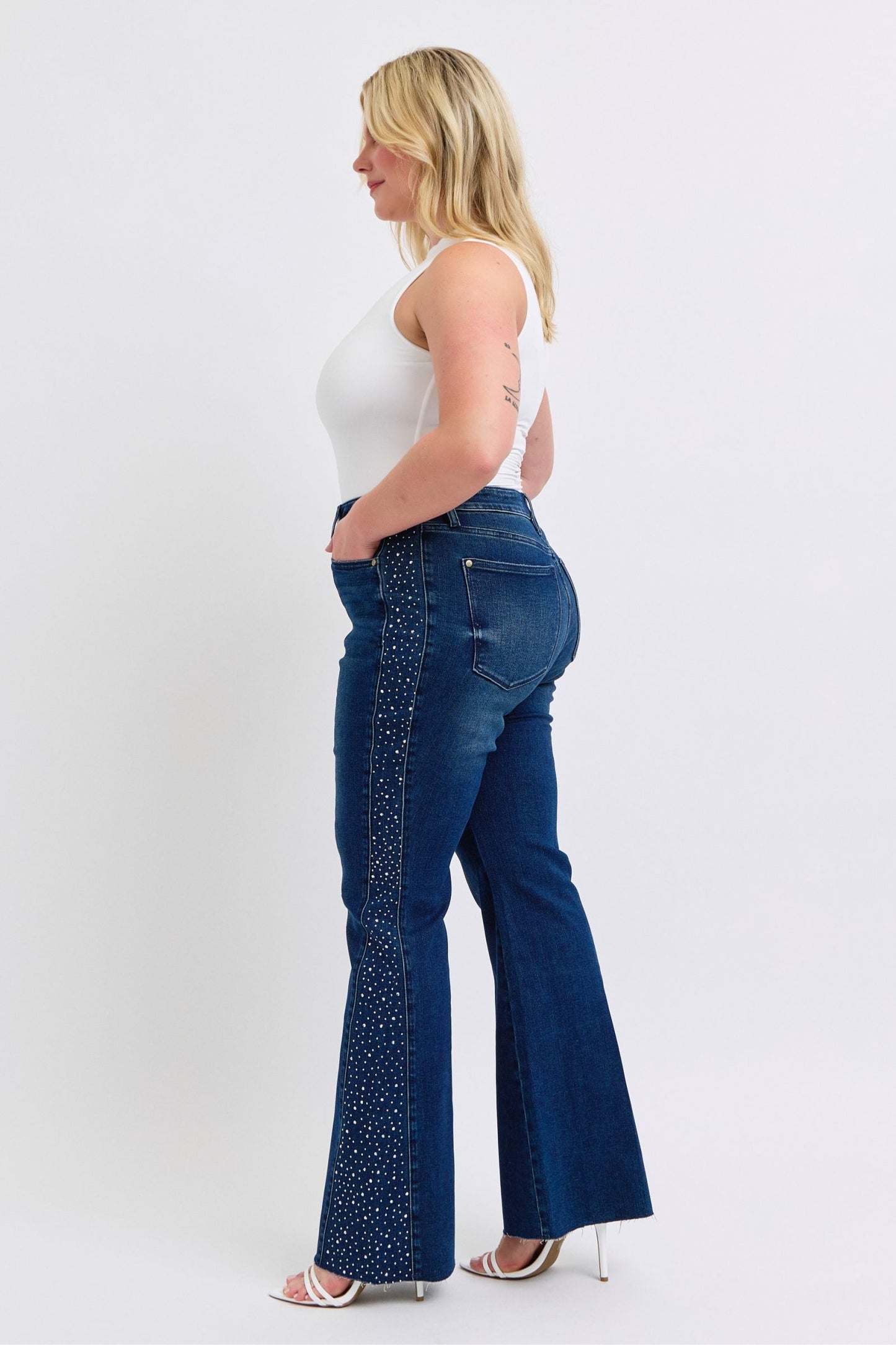 Judy Blue Dark Wash Flare Blingy Jeans