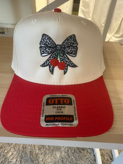 Cherry w/ Leopard Bow Trucker Hat