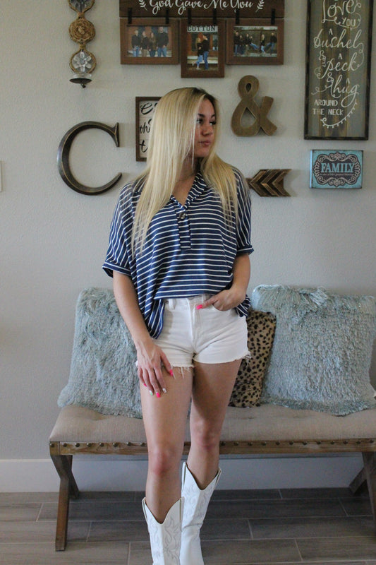 Navy Striped Top