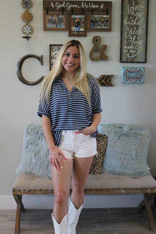 Navy Striped Top