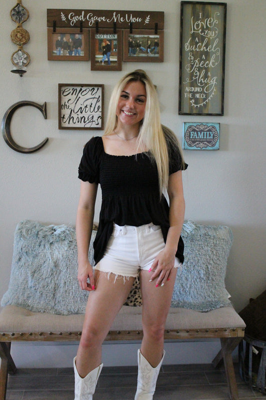 Black Smocked Top
