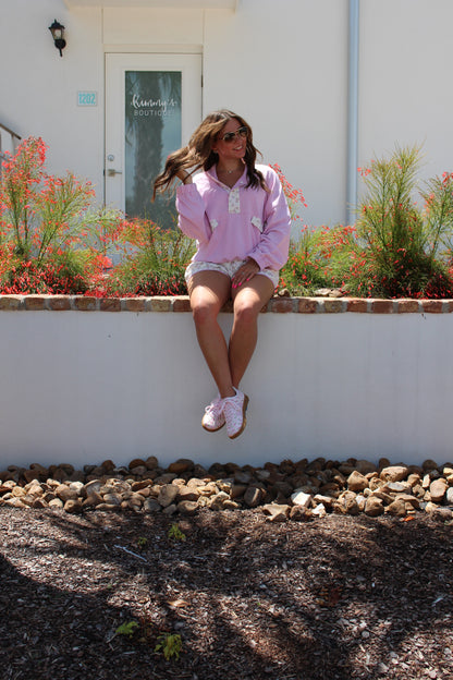 Pink Floral Sweatshirt and Short Set