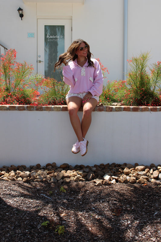 Pink Floral Sweatshirt and Short Set