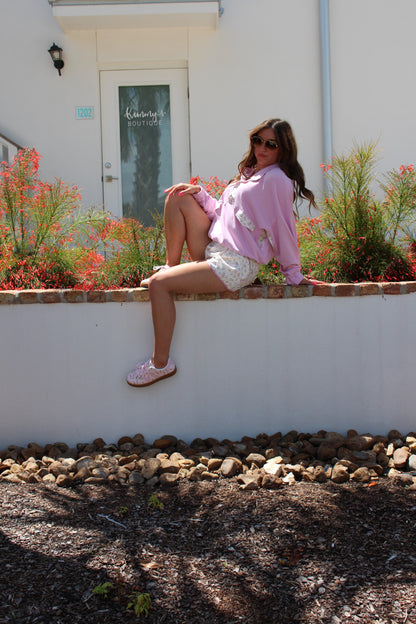 Pink Floral Sweatshirt and Short Set