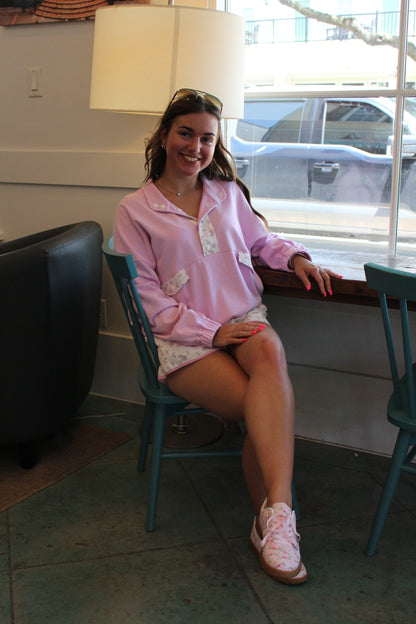 Pink Floral Sweatshirt and Short Set