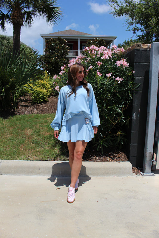 Icy Blue Sweatshirt and Skort Set
