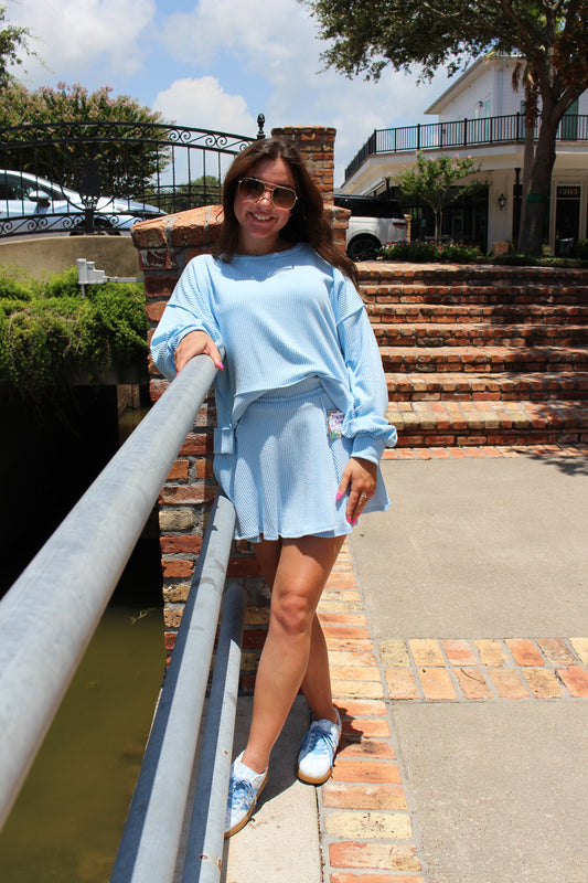 Icy Blue Sweatshirt and Skort Set
