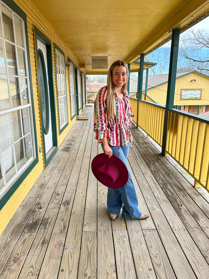 Aztec Western Peplum Blouse