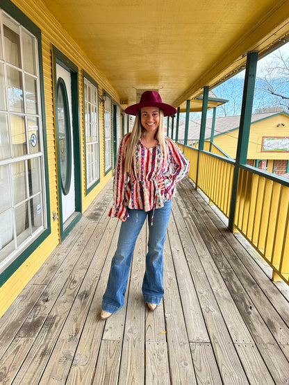 Aztec Western Peplum Blouse