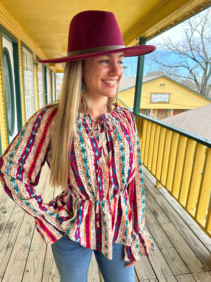 Aztec Western Peplum Blouse