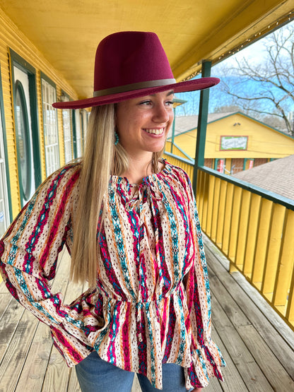 Aztec Western Peplum Blouse