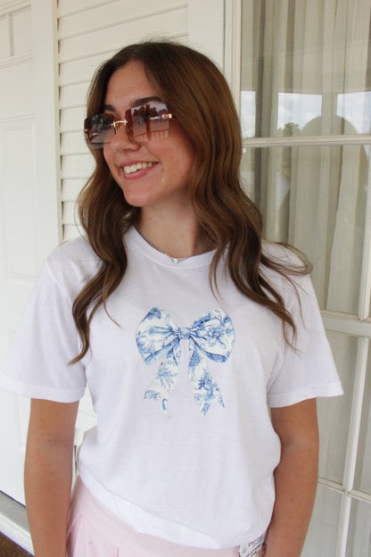 Blue Floral Bow T-Shirt