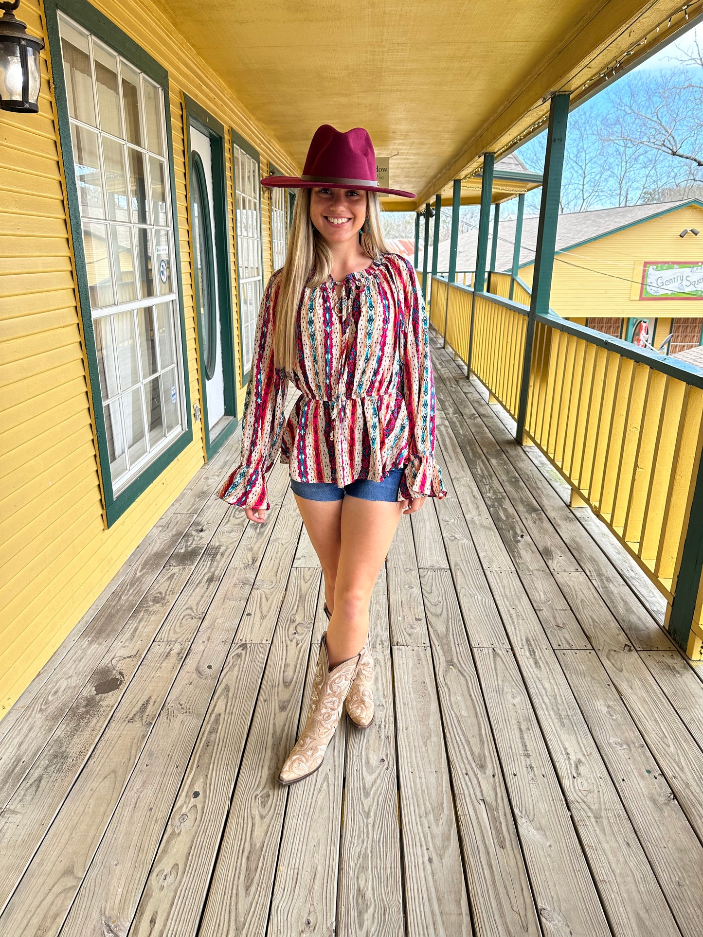 Aztec Western Peplum Blouse