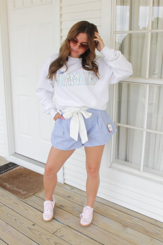 Blue Stripe Shorts with Bow