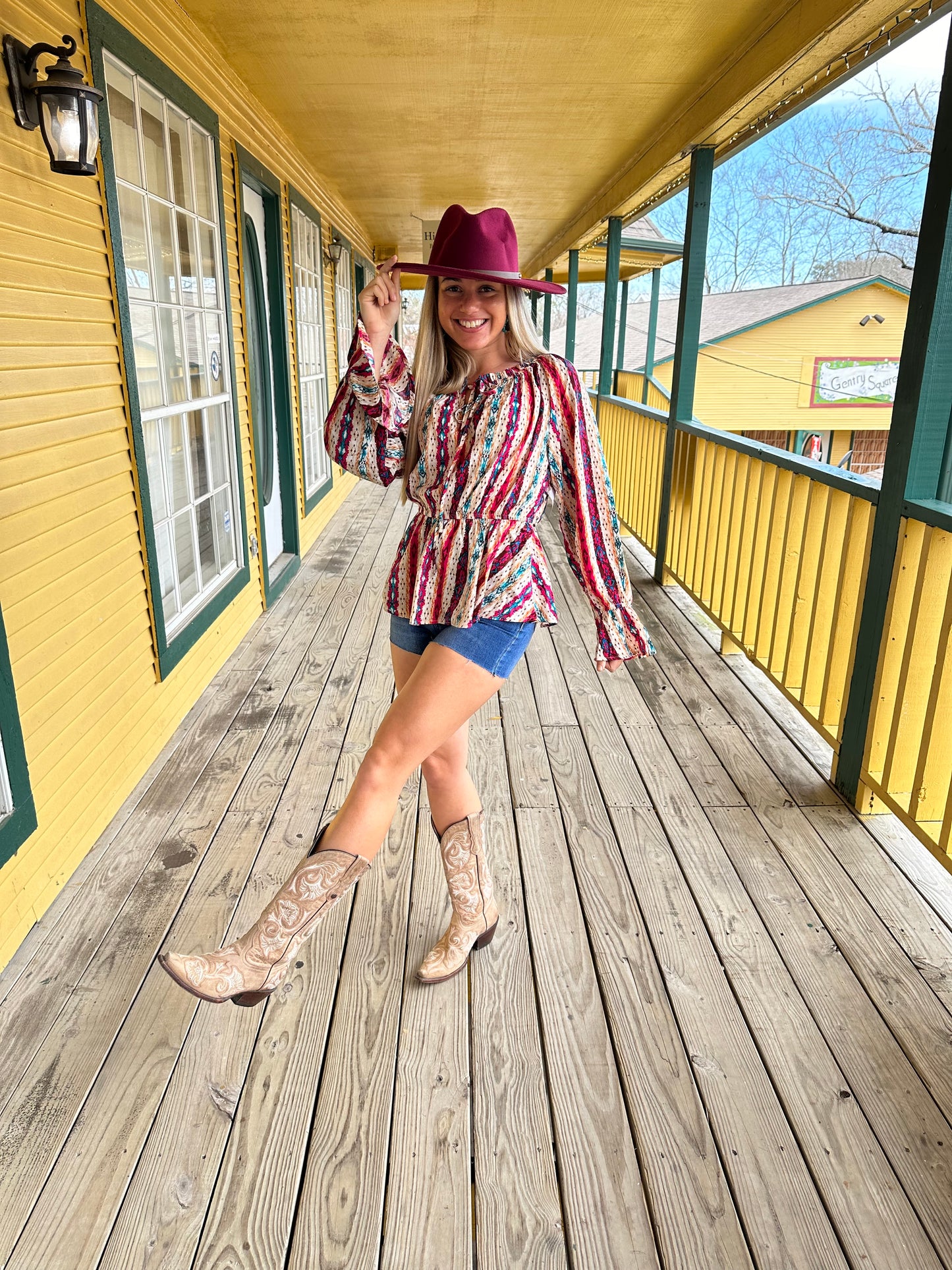 Aztec Western Peplum Blouse