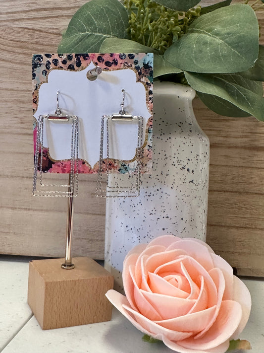 Silver Rectangle Earrings