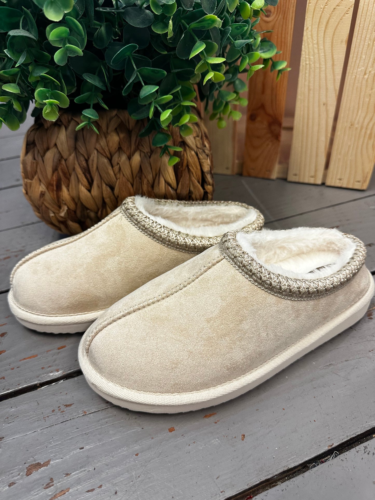 Comfy and Cozy Cream Slippers