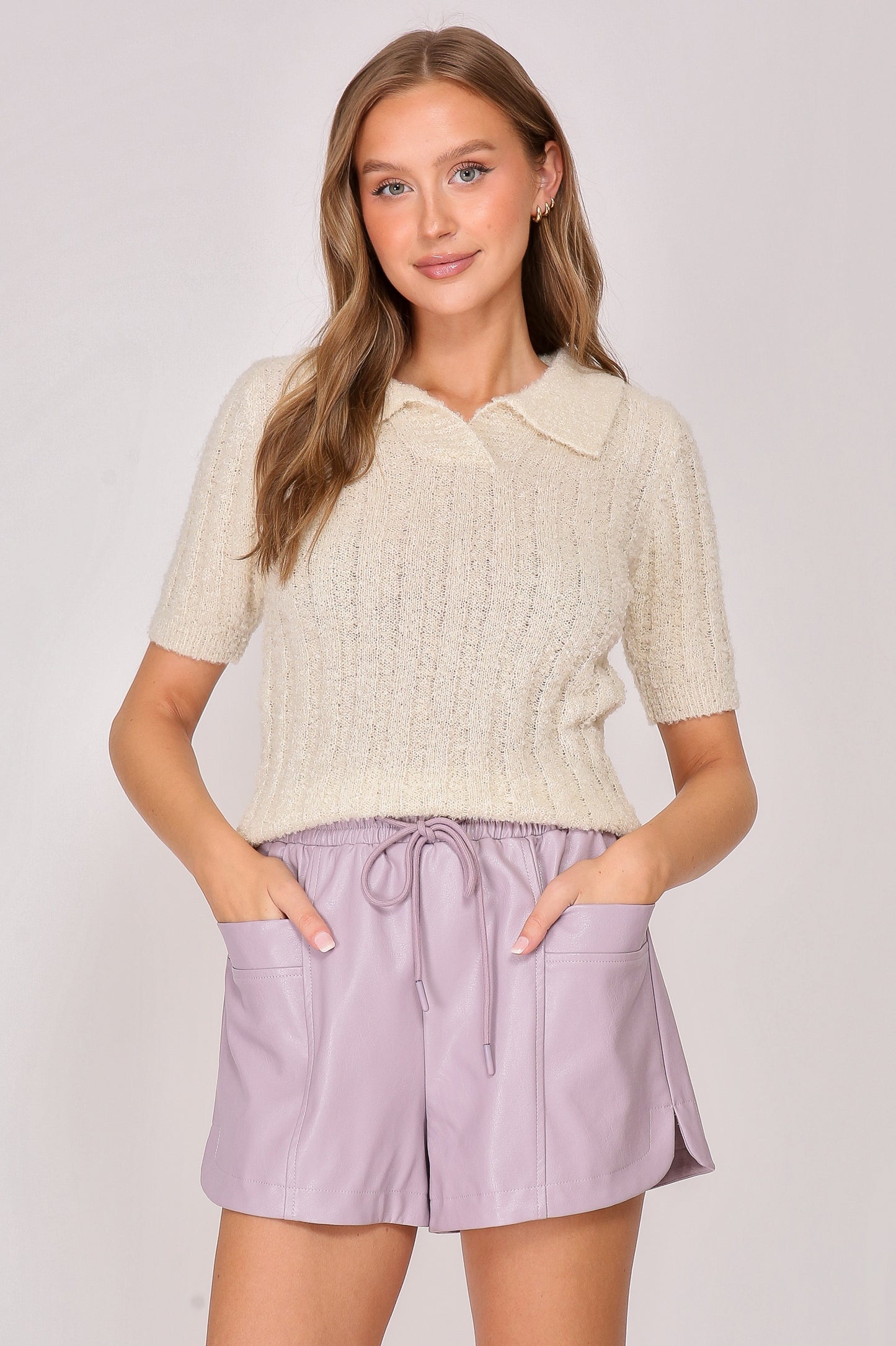 Ivory Collared Cropped Sweater