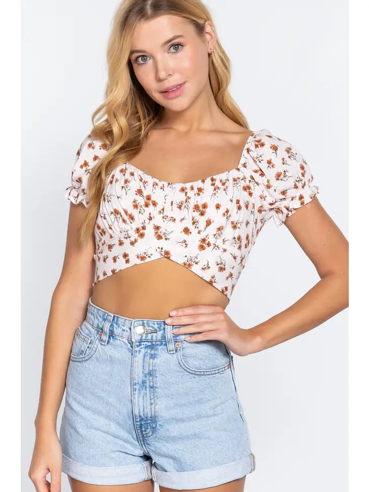 Ivory Floral Crop Top