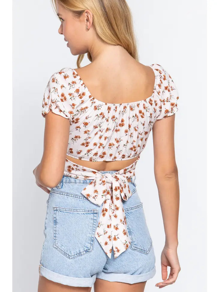 Ivory Floral Crop Top