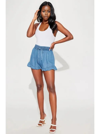 Lt. Blue Ruffled Shorts