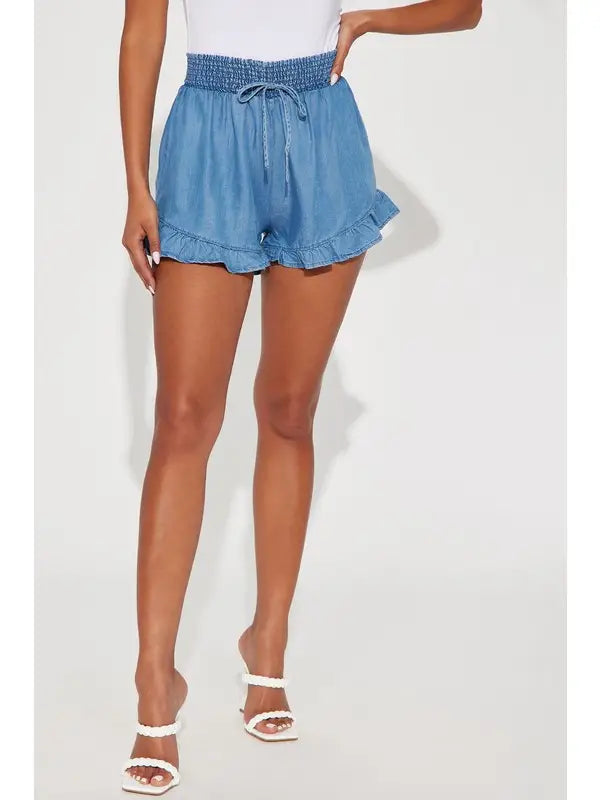 Lt. Blue Ruffled Shorts