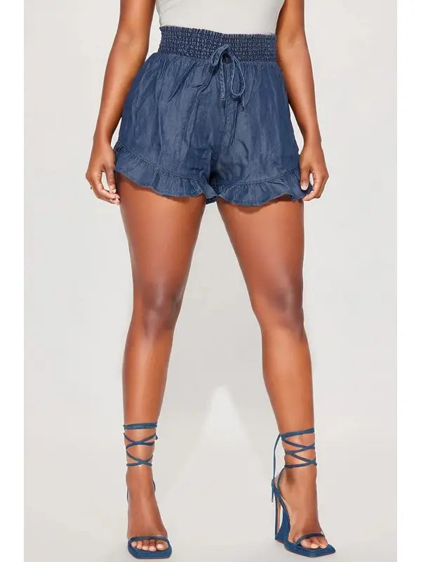 Med. Blue Ruffled Shorts