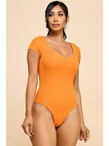 Orange Scoop Neck Bodysuit