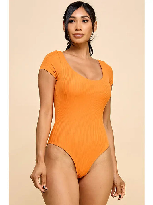 Orange Scoop Neck Bodysuit