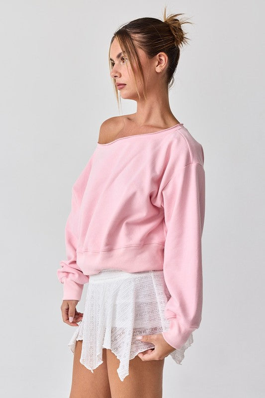 Pink Off Shoulder Sweatshirt