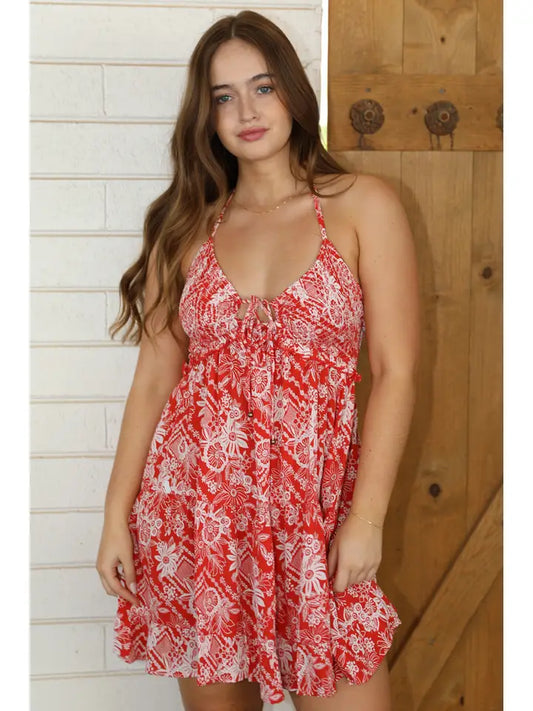 Red Halter Style Sundress